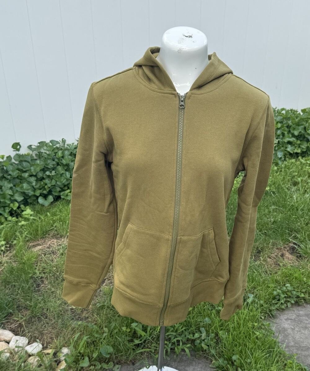 Pact Light Green Hoodie Fleeced Full Zip Sweatshirt in Organic Cotton Small